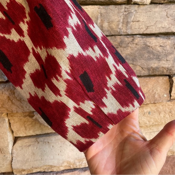 Michael Kors red tan linen 3/4 sleeve jacket Like New Medium - Picture 2 of 14